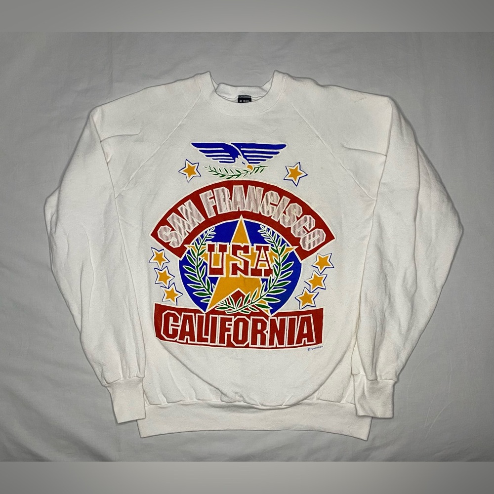 Vintage San Francisco California USA Puff Print Crewneck Sweatshirt XL